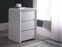 Ice High Gloss 3 Drawer Bedside - White