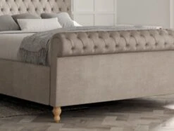 Aldwych Upholstered Sleigh Bed Only -Bedding Specialty Store aldwych naples silver angled new fb close up 3