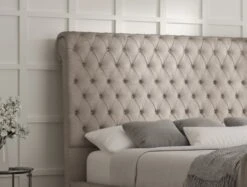 Aldwych Upholstered Sleigh Bed Only -Bedding Specialty Store aldwych naples silver angled new hb close up 3