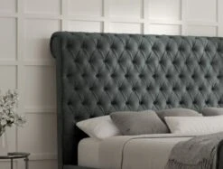 Aldwych Upholstered Sleigh Bed Only -Bedding Specialty Store aldwych savannah ocean angled new hb close up 2