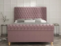 Aldwych Upholstered Sleigh Bed Only -Bedding Specialty Store aldwych velvet lilac front new 3