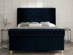 Aldwych Upholstered Sleigh Bed Only -Bedding Specialty Store aldwych velvet navy front new 3