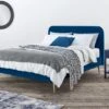 Elona Navy Blue Velvet Upholstered Bed Frame -Bedding Specialty Store arlana blue bed main originalnew 2