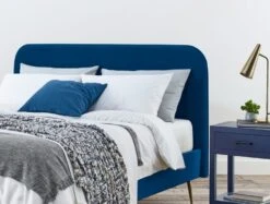 Elona Navy Blue Velvet Upholstered Bed Frame -Bedding Specialty Store arlana blue bed main originalnewhb 3