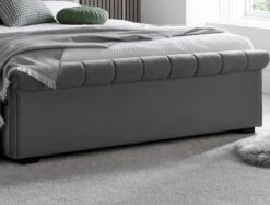 Ascot Grey Upholstered Ottoman Storage Sleigh Bed -Bedding Specialty Store ascot grey footboard