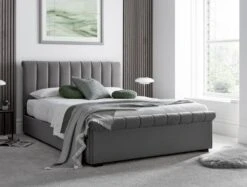 Ascot Grey Upholstered Ottoman Storage Sleigh Bed