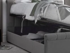 Ascot Grey Upholstered Ottoman Storage Sleigh Bed -Bedding Specialty Store ascot grey stoage