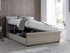 Ascot Stone Upholstered Ottoman Storage Sleigh Bed -Bedding Specialty Store ascot stone open