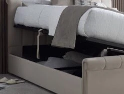 Ascot Stone Upholstered Ottoman Storage Sleigh Bed -Bedding Specialty Store ascot stone storage 1