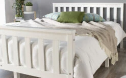 Aspire Atlantic White Wooden Bed Frame, Superking 11 Aspire Atlantic White Wooden Bed Frame, Superking -Bedding Specialty Store atlantic bed dressed close