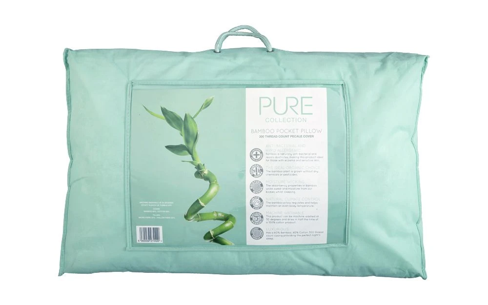 Pure Collection Bamboo Pocket Pillow, Standard Pillow Size 3 Pure Collection Bamboo Pocket Pillow, Standard Pillow Size