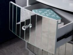 Sorrento 2 Drawer Mirror Bedside -Bedding Specialty Store bed side draw open original.new