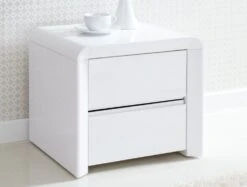 Ice High Gloss 2 Drawer Bedside - White
