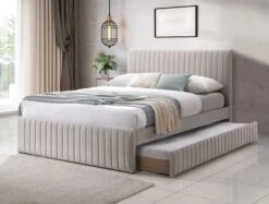 Bexley Natural Oat Upholstered Bed Frame Only