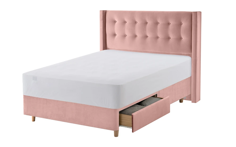 Silentnight Bloomsbury Dusky Pink Velvet Bed Frame, Superking, 4 Drawers 5 Silentnight Bloomsbury Dusky Pink Velvet Bed Frame, Superking, 4 Drawers - Image 3