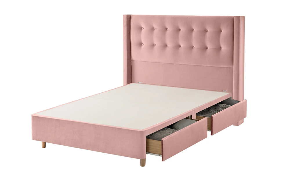 Silentnight Bloomsbury Dusky Pink Velvet Bed Frame, Superking, 4 Drawers 4 Silentnight Bloomsbury Dusky Pink Velvet Bed Frame, Superking, 4 Drawers - Image 2