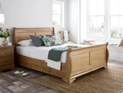 Bordeaux Oak Wooden Sleigh Bed