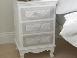 Brittany White/Grey 3 Drawer Bedside Cabinet