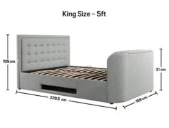 Carmel Mid Grey Upholstered Ottoman TV Bed Frame Only -Bedding Specialty Store carmel king