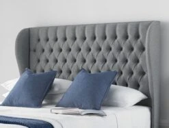 Chesterfield Winged Floor Standing Upholstered Headboard -Bedding Specialty Store chesterfield south winged headboard shetland grey ottoman original headboard 13