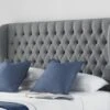 Chesterfield Winged Floor Standing Upholstered Headboard -Bedding Specialty Store chesterfield south winged headboard shetland grey ottoman original headboard 19