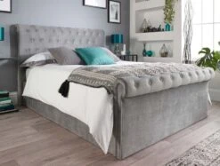 Chesterfield Grey Velvet Upholstered Ottoman Bed Frame -Bedding Specialty Store chesterfield1 2
