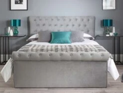 Chesterfield Grey Velvet Upholstered Ottoman Bed Frame -Bedding Specialty Store chesterfield3 2