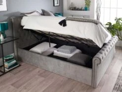 Chesterfield Grey Velvet Upholstered Ottoman Bed Frame -Bedding Specialty Store chesterfield4 2