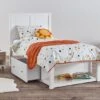 Maine White Wooden Storage Bed Frame Only
