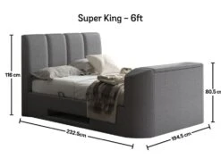 Copenhagen Upholstered Ottoman TV Bed - Mid Grey -Bedding Specialty Store copenhagen mid grey super king