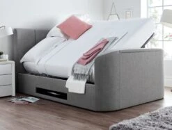 Copenhagen Upholstered Ottoman TV Bed - Mid Grey -Bedding Specialty Store copenhagen2 2