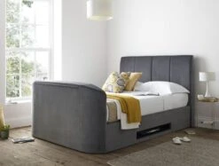 Copenhagen Upholstered Ottoman TV Bed Frame - Charcoal Velvet