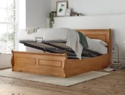 Marseille New Oak Wooden Ottoman Storage Bed Frame Only