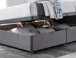 Woodstock East Upholstered Ottoman Base And Headboard Only -Bedding Specialty Store dark grey ottoman open originalnewclose 13