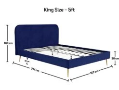 Elona Navy Blue Velvet Upholstered Bed Frame -Bedding Specialty Store elona blue king