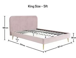 Elona Rosa Pink Velvet Upholstered King Size Bed Frame -Bedding Specialty Store elona pink king