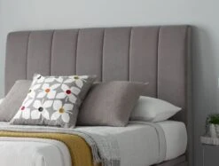 Frances Grey Velvet Upholstered Ottoman Double Bed Frame -Bedding Specialty Store francesca main original originalnewhb