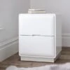 Heron High Gloss 2 Drawer Bedside - White -Bedding Specialty Store gloss bedside correct base originalnew