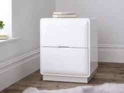 Heron High Gloss 2 Drawer Bedside - White