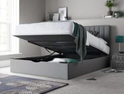 Onelife Light Grey Upholstered Ottoman Bed Frame -Bedding Specialty Store grey bed open original 1 new 1