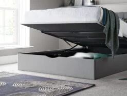 Onelife Light Grey Upholstered Ottoman Bed Frame -Bedding Specialty Store grey bed open original 1 opennewf 1