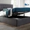 Maxi Charcoal Velvet Upholstered Ottoman Storage King Size Bed Frame Only -Bedding Specialty Store grey bed open originalnew 2