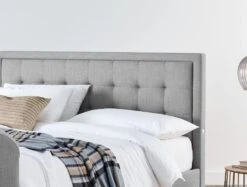 Carmel Mid Grey Upholstered Ottoman TV Bed Frame Only -Bedding Specialty Store grey tv bed main originalnewhb 5