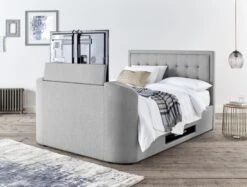 Carmel Mid Grey Upholstered Ottoman TV Bed Frame Only