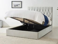 Waldorf Silver Grey Velvet Upholstered Ottoman Storage Bed Frame -Bedding Specialty Store gt18295new 5