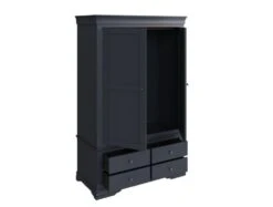 Harley Midnight Grey 2 Door 4 Drawer Wardrobe -Bedding Specialty Store harley 2door4drw side open