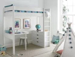 Modena High Sleeper Bed Frame With Desk & 4 Drawer Chest