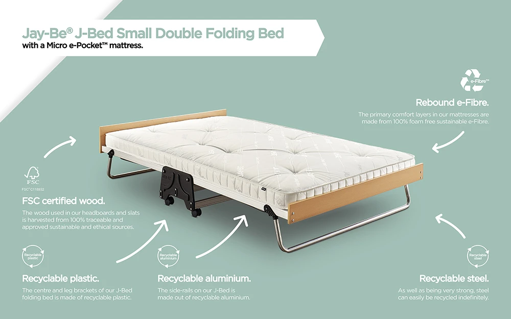 Jay-Be J-Bed Folding Bed With Anti-Allergy Micro E-Pocket Sprung Mattress, Small Double 6 Jay-Be J-Bed Folding Bed With Anti-Allergy Micro E-Pocket Sprung Mattress, Small Double - Image 4