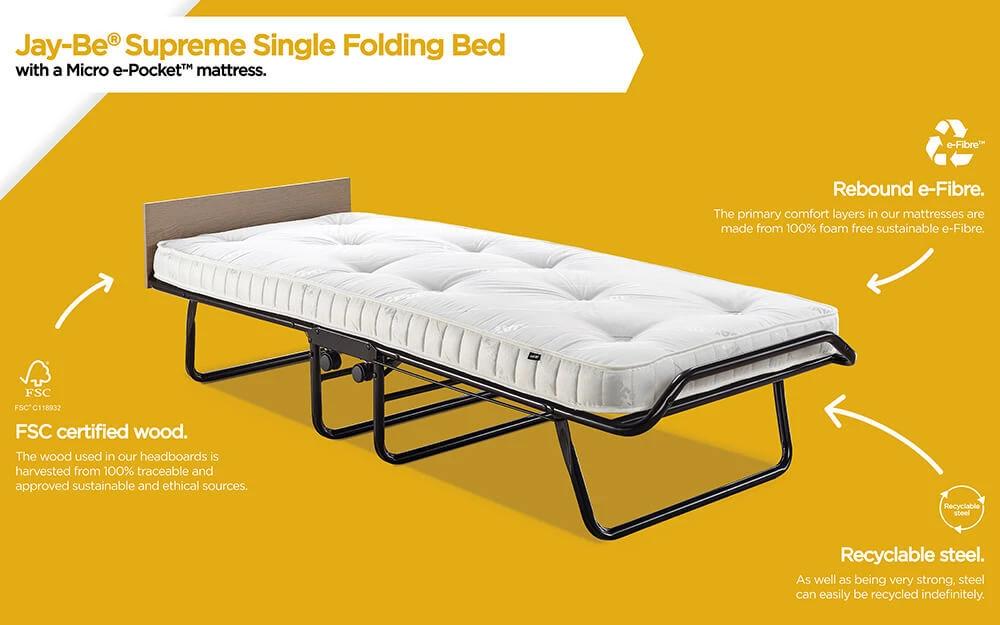 Jay-Be Supreme Folding Bed With Micro E-Pocket Mattress, Small Double 5 Jay-Be Supreme Folding Bed With Micro E-Pocket Mattress, Small Double - Image 3