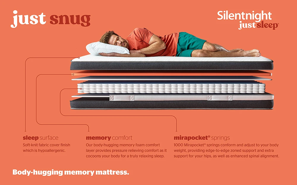 Silentnight Just Snug Memory Hybrid Mattress, King Size 9 Silentnight Just Snug Memory Hybrid Mattress, King Size - Image 7